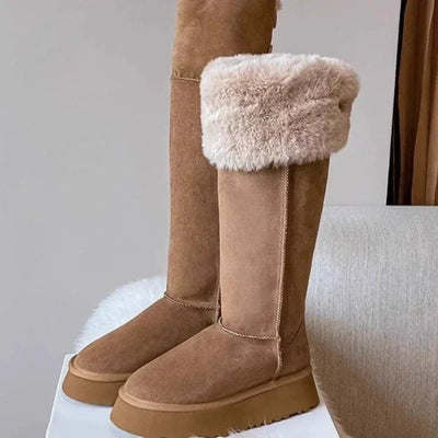 Short Plush Flat Suede Snow Boots