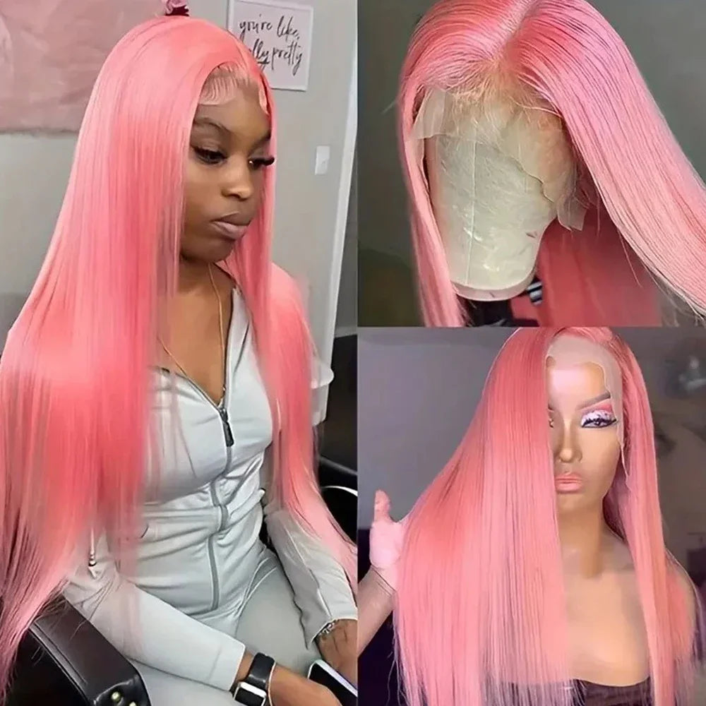 13x6 HD Lace Frontal Wig Bone Straight pink Lace Front Wig Human Hair For Women Brazilian 613 Color 13x4 Lace Frontal Wig