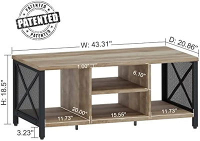 FATORRI Coffee Table and 6-cube Storage Organizer Set (Rustic Oak)