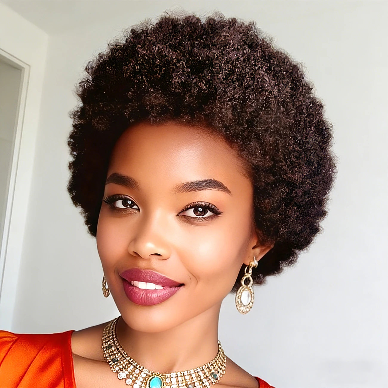 Afro Kinky Curly Natural Black Short Curly Human Hair Wig for Women Cosplay Party Full Machine Made