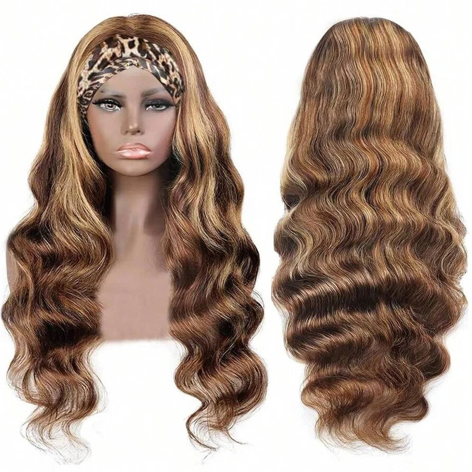 Human Hair 4/27 Highlight Blonde Body Wave Wigs Ombre Colored Headband Wig Brazilian Glueless Wig 100% Human Hair Wigs For Women