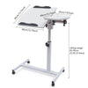 Laptop Sofa Desk Mobile Rolling Adjustable Height Angle Overbed Food Tray Stand
