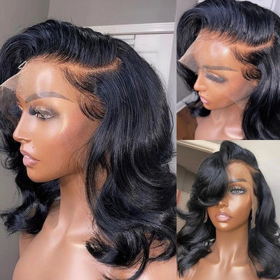 250% Density 13x6 Body Wave Lace Frontal Bob Wig 13x4 Human Hair Wigs Remy Short Water Wave 4x4 Bob T Part Closure Wig For Women