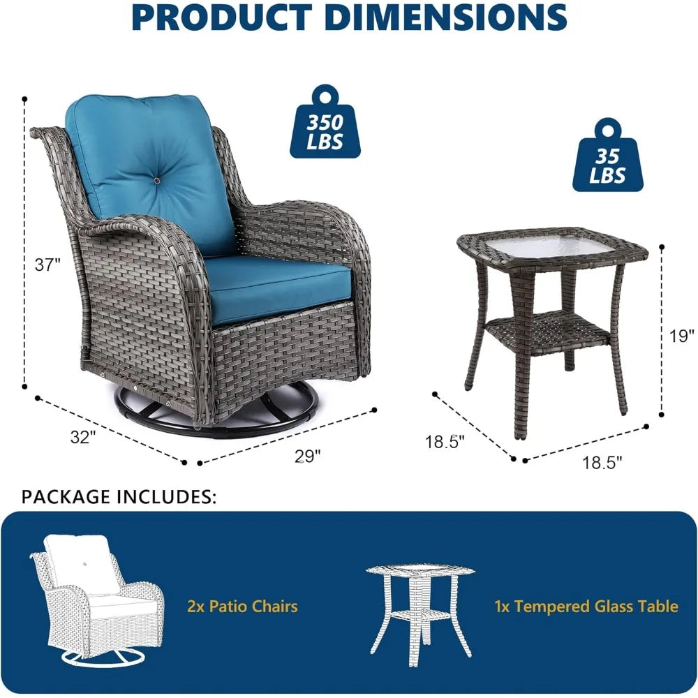 Outdoor Bistro 3-Piece Patio Set with Cushions