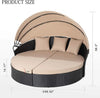 Shin Tenchi Round Outdoor Daybed with Retractable Canopy, Black Wicker