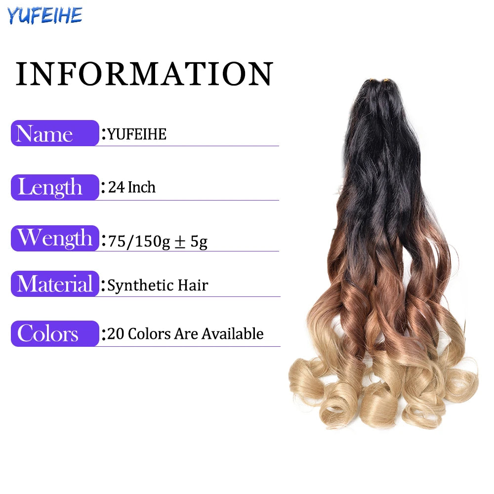 Spiral Curls Braiding Hair 24Inch Synthetic French Curls Ombre Crochet Hair Extensions For Black Women Blonde Loose Wave Hair