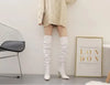 Stiletto Pointed Toe White Heeled Leather Knee High Boots Wine Glass Heel