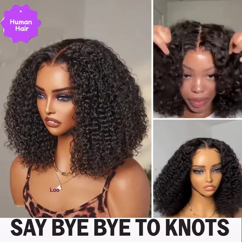 250Density Glueless Short Bob Wig 10 Inch Deep Wave Lace Front Bob Wigs Human Hair 5x5 Glueless Bob Wig Human Hair Ready To Wear