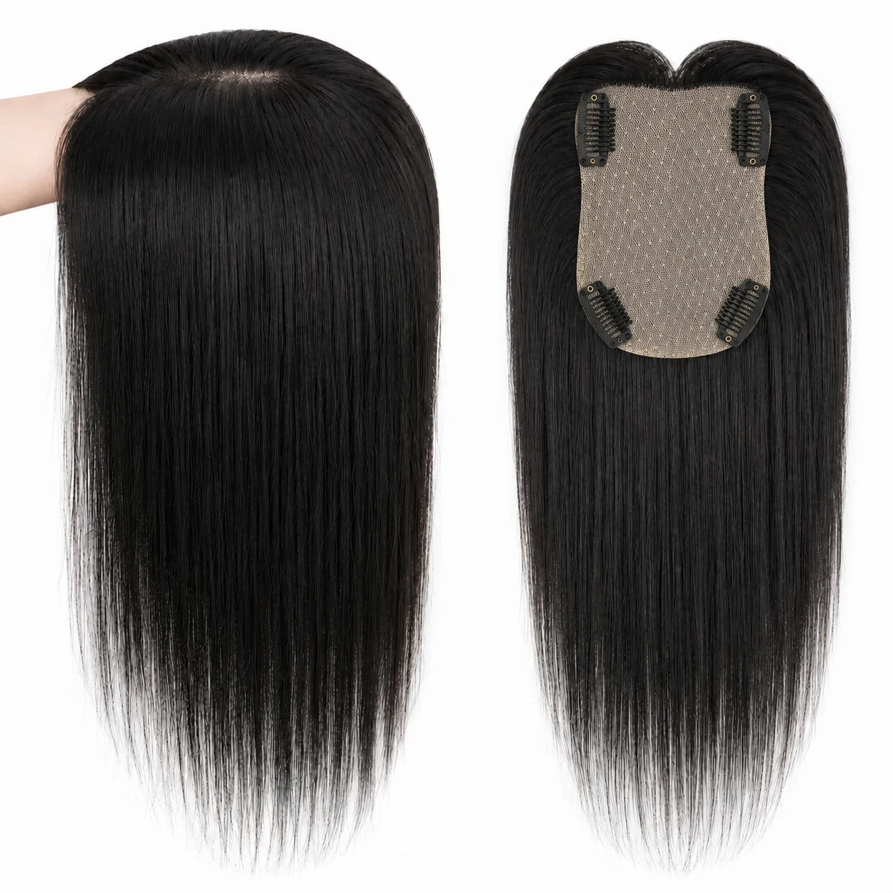 Straight Human Hair 9x13CM Silk Base Topper for Women Natural Scalp Top European Hair Topper Free Part 4 Clips in Hair Piece