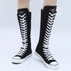 Canvas Sneakers High Top Long Boot Style Lace-Up Zipper