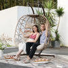 2 Person Wicker Swing Double Chair with Stand, Cushion and Pillow