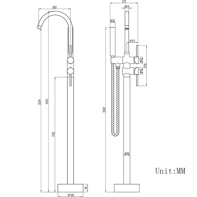 KEMAIDI Freestanding Bathtub Faucet with Handheld Shower