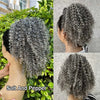 Salt And Pepper High Ponytail Jerry Curly Human Hair Drawstring Ponytail Hair Extensions Silver Gray Color