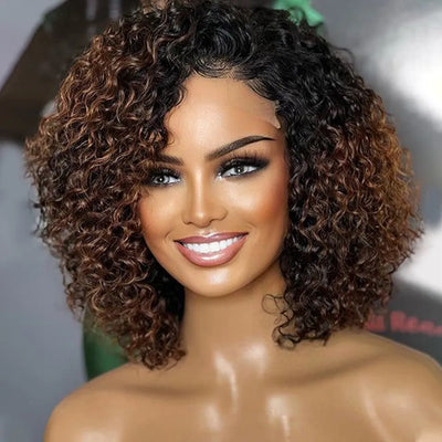 Brazilian Afro Kinky Curly Human Hair Wig With Bangs