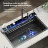 Stainless Steel Waterfall Kitchen Sink, Large Single Slot Integrated Digital Display Set, Soap Dispenser, Cup Washer