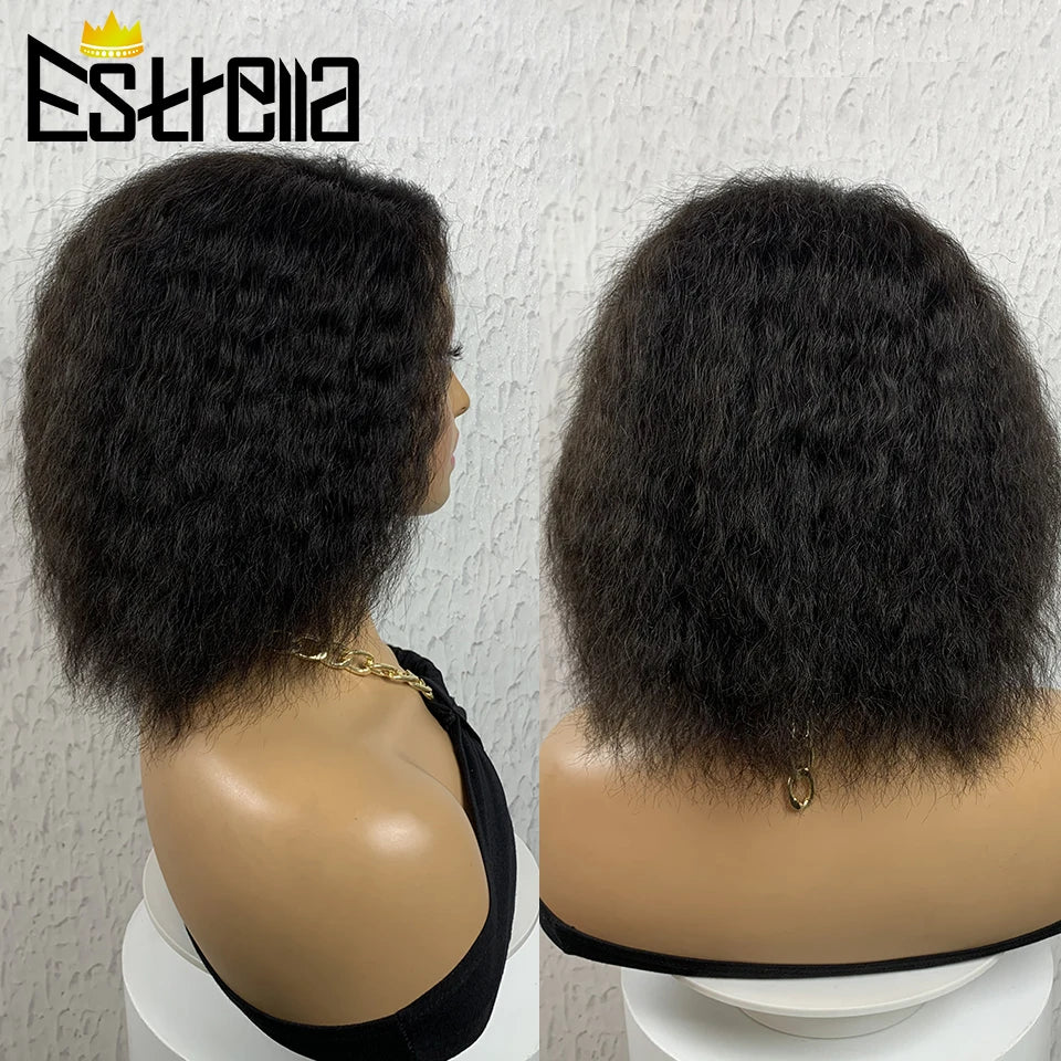 Kinky straight Human Hair Lace Frontal Wig Brazilian Side Part Lace Front Human Hair Wigs For Women Human Hair Natural Color