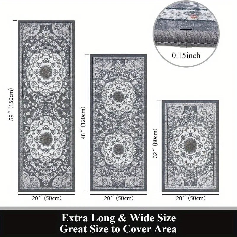 Bohemian Style Non-slip Washable Area Rugs, 3-piece Set