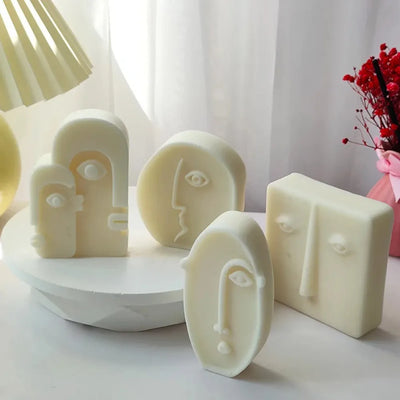 Nordic Design Silicone Candle Mold Handmade Abstract Human Face