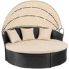 Round Wicker Rattan Canopy Separated Seating Outdoor Lounge Chair