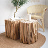Wood Log End Table