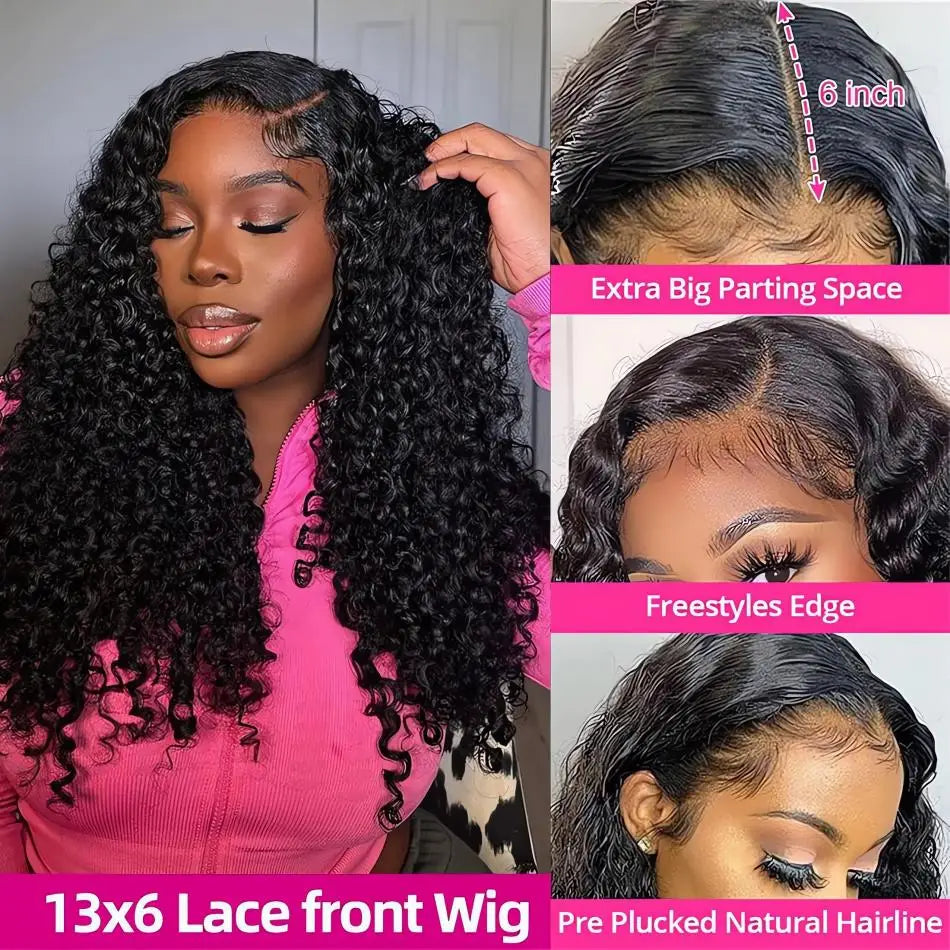 Deep Wave Burmese Curly Wigs Human Hair Lace Frontal Wig for Women 13x4 13x6 Curly HD Lace Front PrePlucked Wigs with Spiral End