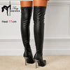 Over-the-Knee Pointed Thin Heel Black Slim Knee Retro Simple Elastic Long Boots