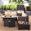 Brown Rattan Sectional Loveseat Outdoor Sofa With Storage Glass Top Coffee Table