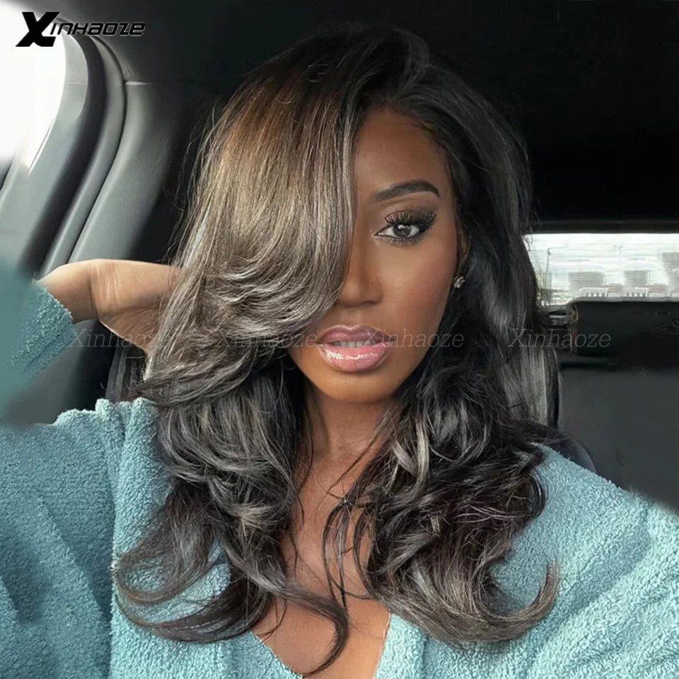 Highlight Human Hair Gray 13x4 Lace Frontal Wig for Women, Glueless
