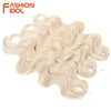 FASHION IDOL Soft Body Wave Crochet Hair 24Inch 3PCS Synthetic Hair Braids Ponytail Fake Hair Wavy Ombre Blonde Hair Extensions