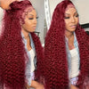 Burgundy Deep Wave HD Frontal Human Hair Wig