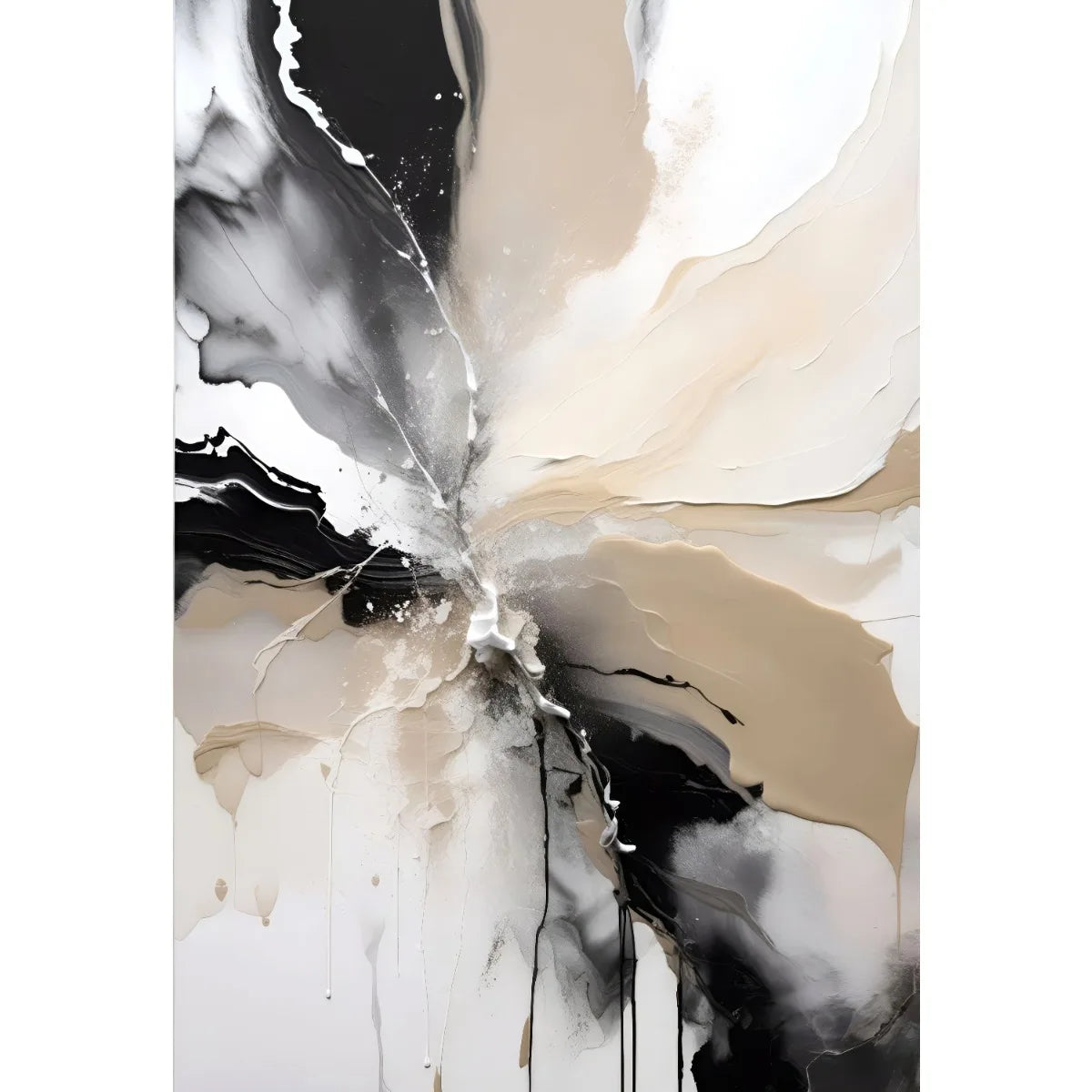 1-3pcs Black Neutral Beige Painted Geometric Abstract Canvas Wall Art