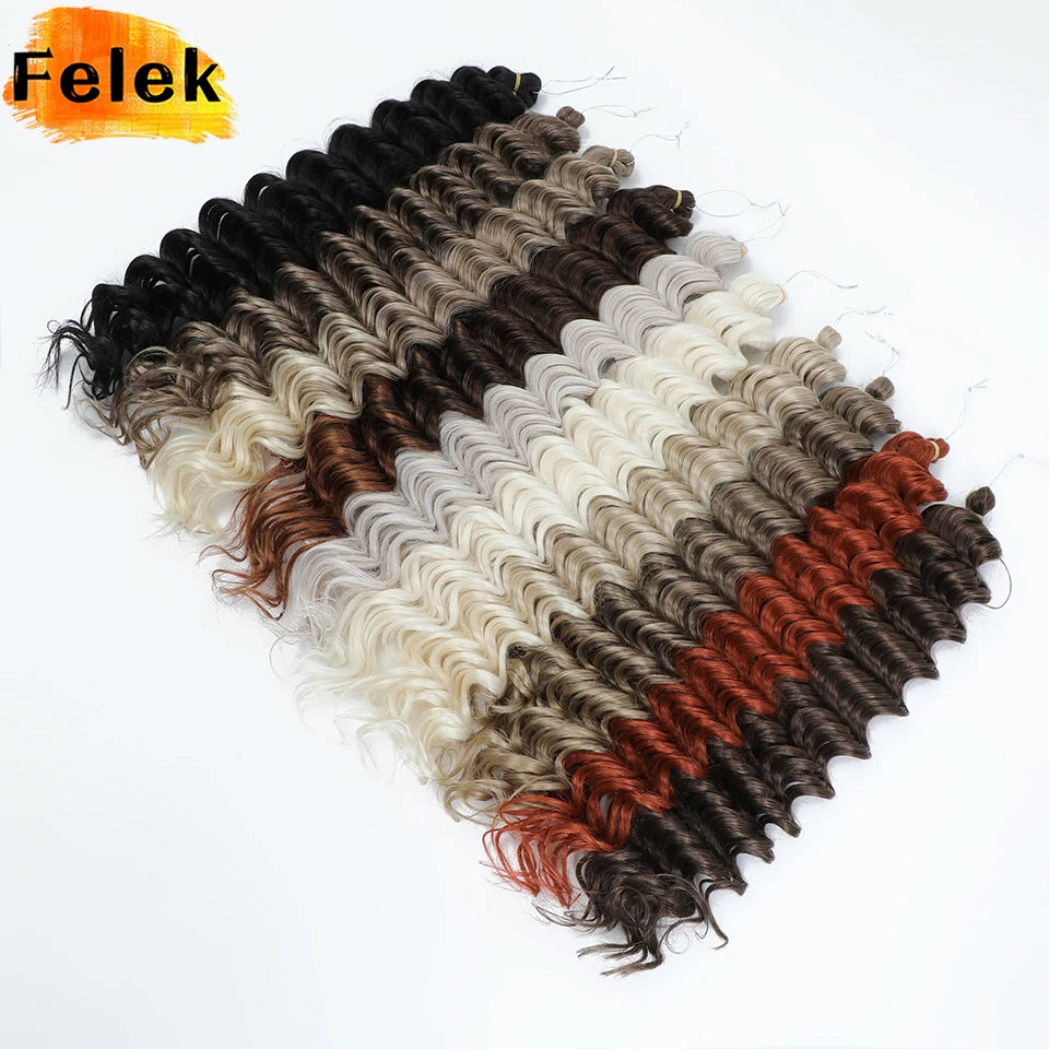 24 Inch African Curls Synthetic Deep Wavy Twist Hair Weaving For Afro Curly Crochet Hair Extension Ombre Red Brown Braiding Hair