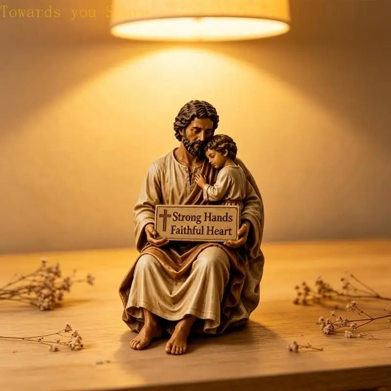 Q9QF Home Altar Catholic Religious Resin Figurine Decors with Hand-Painted Finish and Message Plaque, Shelf Display for Indoor