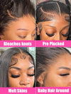 Bone Straight 13x6 HD Lace Frontal 100% Human Hair Glueless Wig 4x4 Lace Closure