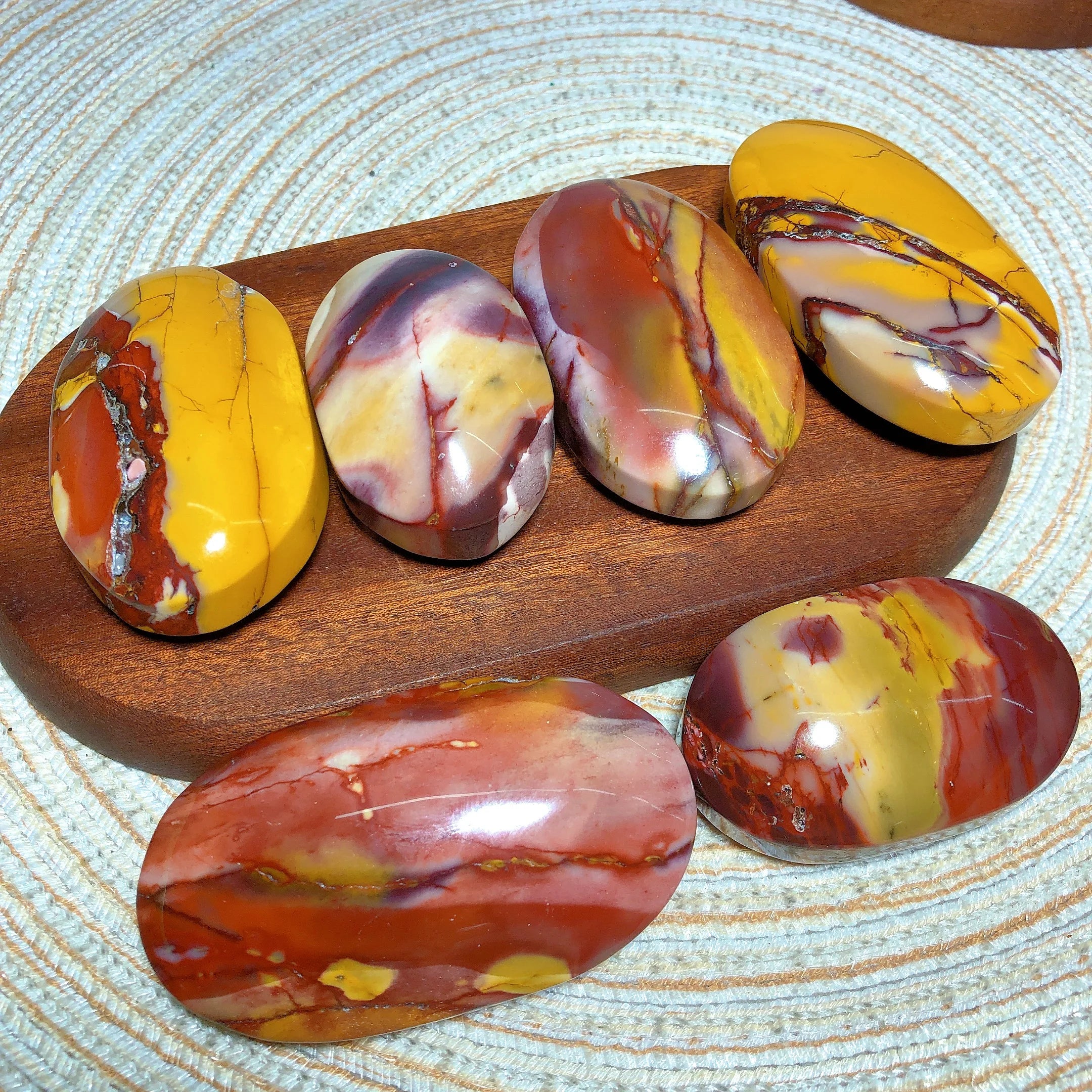 Natural Crystals Mookaite Palms Colorful Bounding Egg