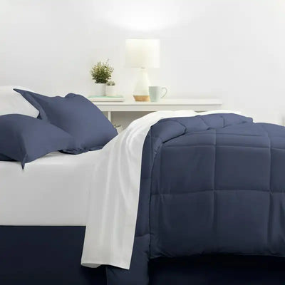 Simply Soft Solid Navy 8-Piece Bed-In-A-Bag, Queen Set