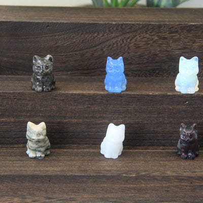 Mini Gemstone Cute Cat Statue Crystal
