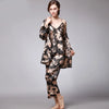 Women's 3-Piece Floral Satin Pajamas Set