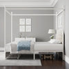 Keyluv Queen Upholstered Canopy Bed Frame with 2 Drawers and Button Tufted Headboard