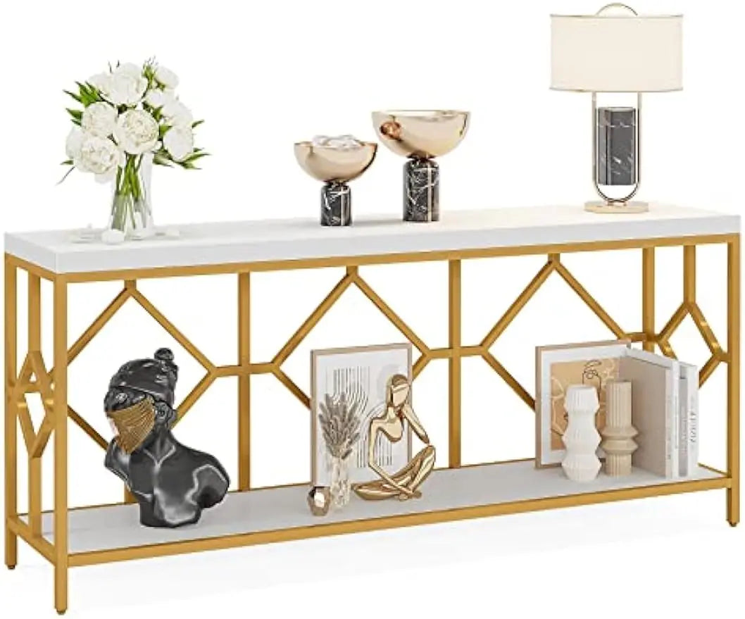 70.9 Inch Extra Long Console Table with Open Storage Shelf