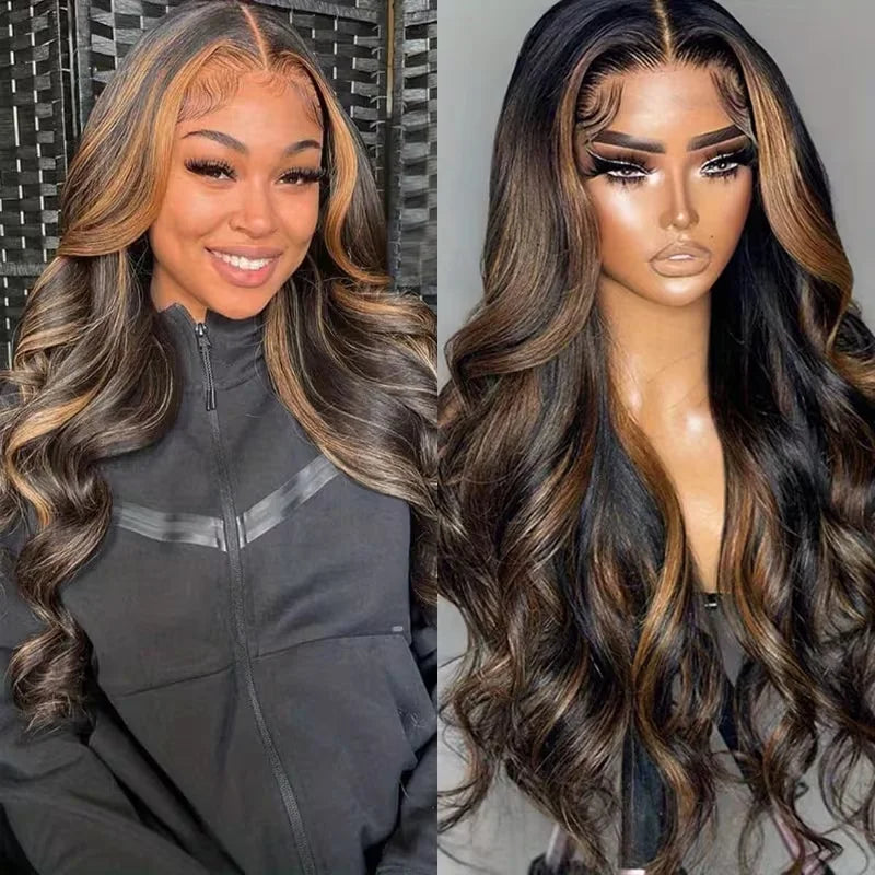 Body Wave 1B30 Highlight V Part Wig Human Hair 200 Density Brazilian Loose Body Wave V Shape Clip In Half Wigs No Leave Out No Sew In