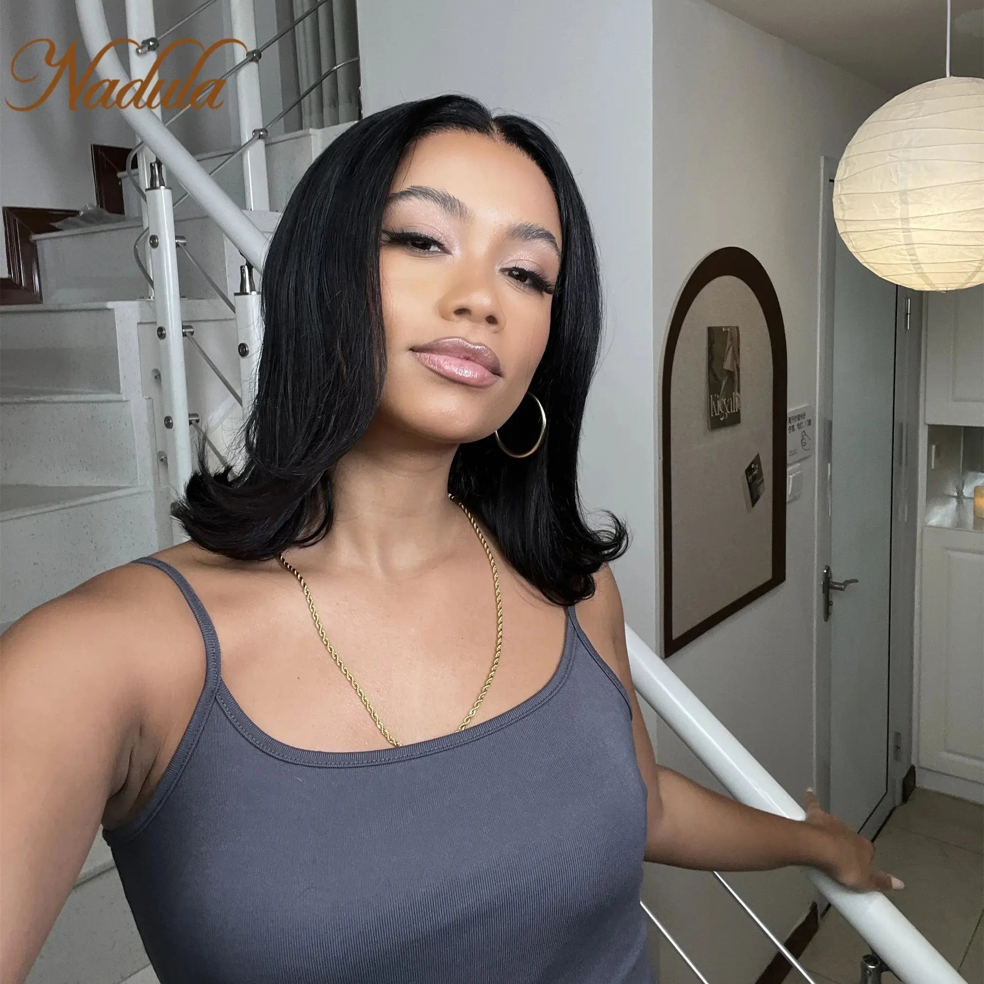 Nadula Pre-Cut Lace 13x4 Bob Lace Front Wig, 100% Human Hair 7x5 Closure, 150% Density