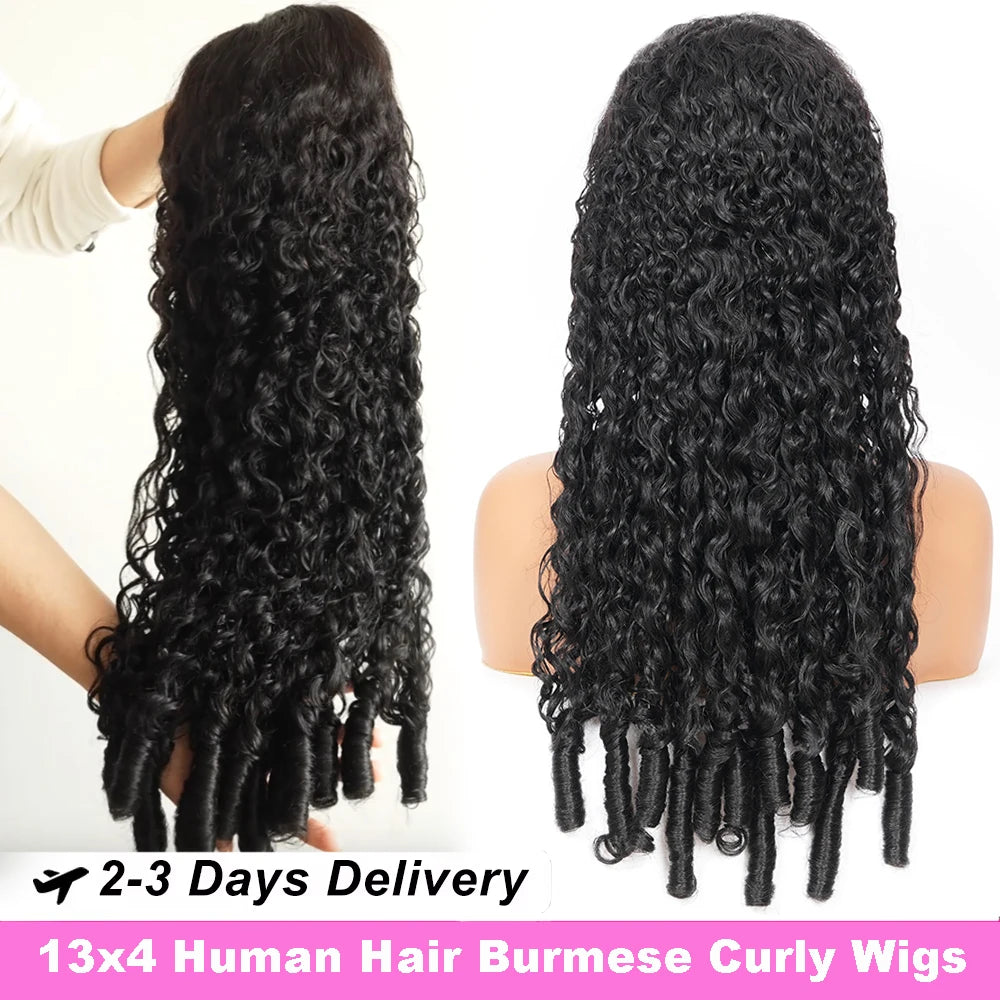 Burmese Curly Hair Wigs 36 38 Inch 13x4 HD Lace Front Human Hair Wigs Pre Plucked Deep Wave Brazilian Glueless Lace Frontal Wigs