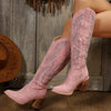Thick Chunky Heels Western Knee-High Cowboy Boots