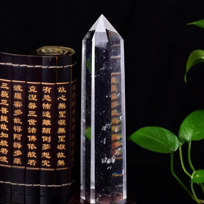 30cm Clear Melting Stone Quartz Obelisk Crystal Wand Point Healing Fengshui for home decoration quartz point healing crystal 1Pc