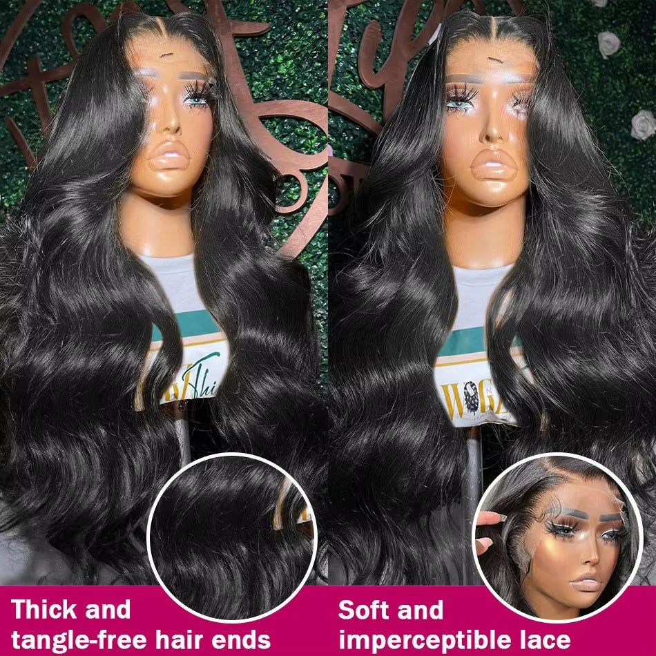 100% Human Hair Wigs 250 Density 5x5 Glueless Lace Frontal Wigs for Women Body Wave 13x4 Lace Frontal Remy  Human Hair Wig 13x6 HD Transparent Lace Front Human Hair Wig 40 Inch Pre Plucked