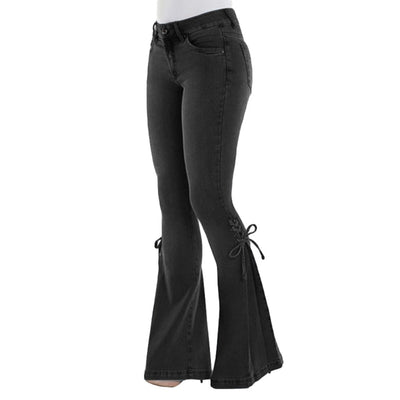 Mid Waisted Stretch Flare Jeans (Wide Leg Butt-lifted)