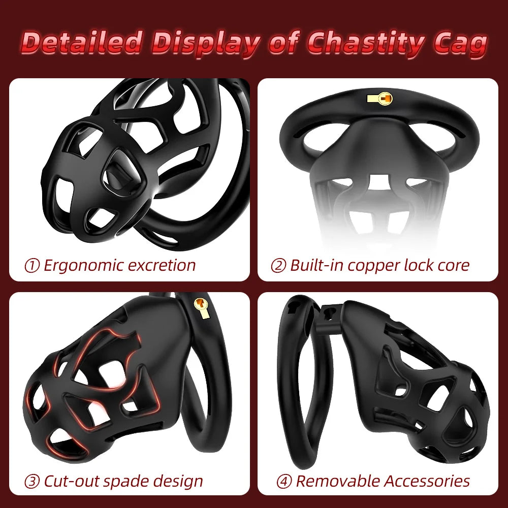New Male Chastity Cage  for Sissy Sex Toys 3D Invisible Lock with 3 Size Cock Rings BDSM Penis Lock Adult Toys for Men Cock Cage