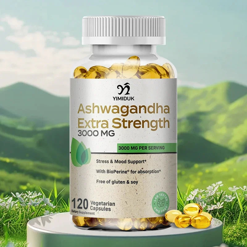 Buy 1 Get 1 Free! Pure Ashwagandha Extra Strength 3000mg Supplement, for Stress Relief & Sleep, Deep Relaxation & Mental Clarity