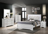 Queen 5-piece Tufted Upholstery LED Bedroom set, White